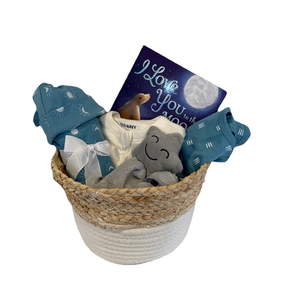 Unisex Baby Shower Gift, I Love You To The Moon And Back‎ Book & Baby Essentials